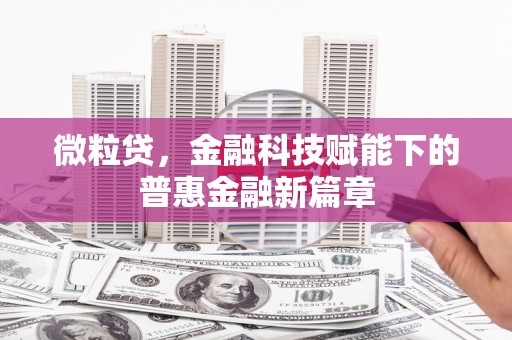 红安微粒贷，金融科技赋能下的普惠金融新篇章