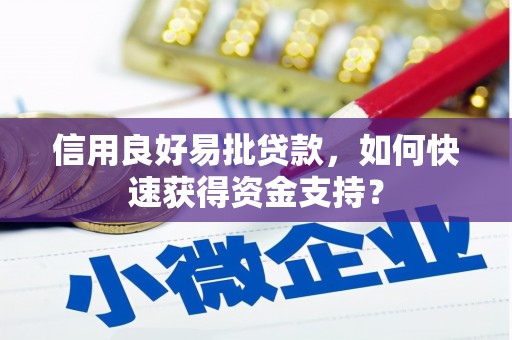 红安信用良好易批贷款，如何快速获得资金支持？