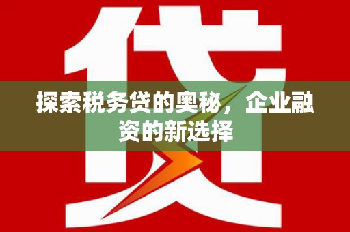 红安探索税务贷的奥秘，企业融资的新选择