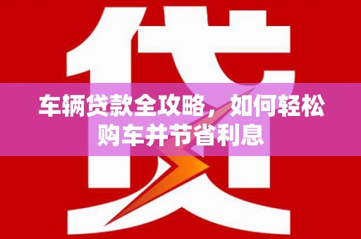 红安车辆贷款全攻略，如何轻松购车并节省利息
