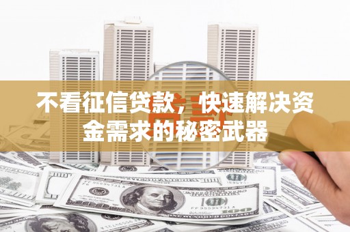 红安不看征信贷款，快速解决资金需求的秘密武器