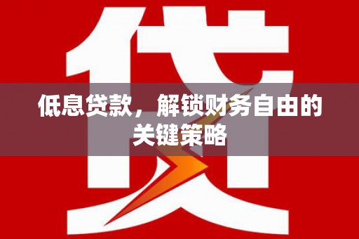 红安低息贷款，解锁财务自由的关键策略