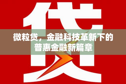 红安微粒贷，金融科技革新下的普惠金融新篇章