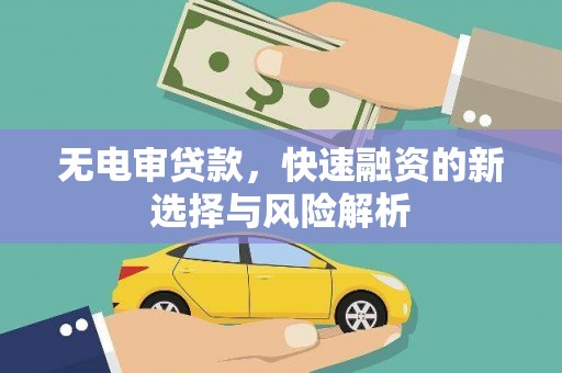 红安无电审贷款，快速融资的新选择与风险解析