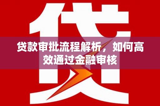 红安贷款审批流程解析，如何高效通过金融审核