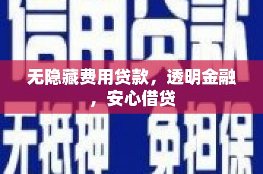 红安无隐藏费用贷款，透明金融，安心借贷