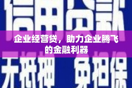 红安企业经营贷，助力企业腾飞的金融利器