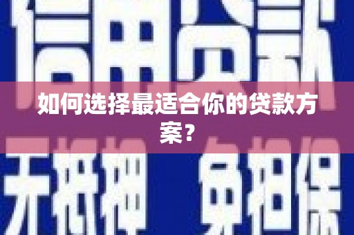 红安如何选择最适合你的贷款方案？